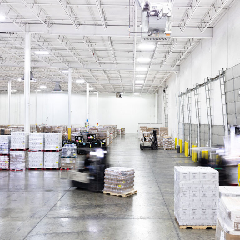 A warehouse with packed up shipments being stored for clinets.